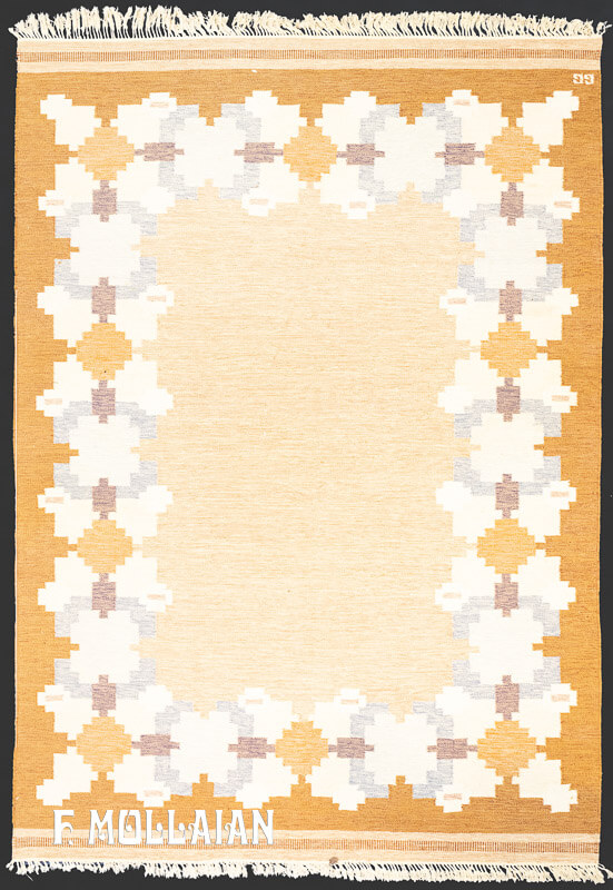 Semi Antique Swedish Kilim Signed GG n°:53513949
